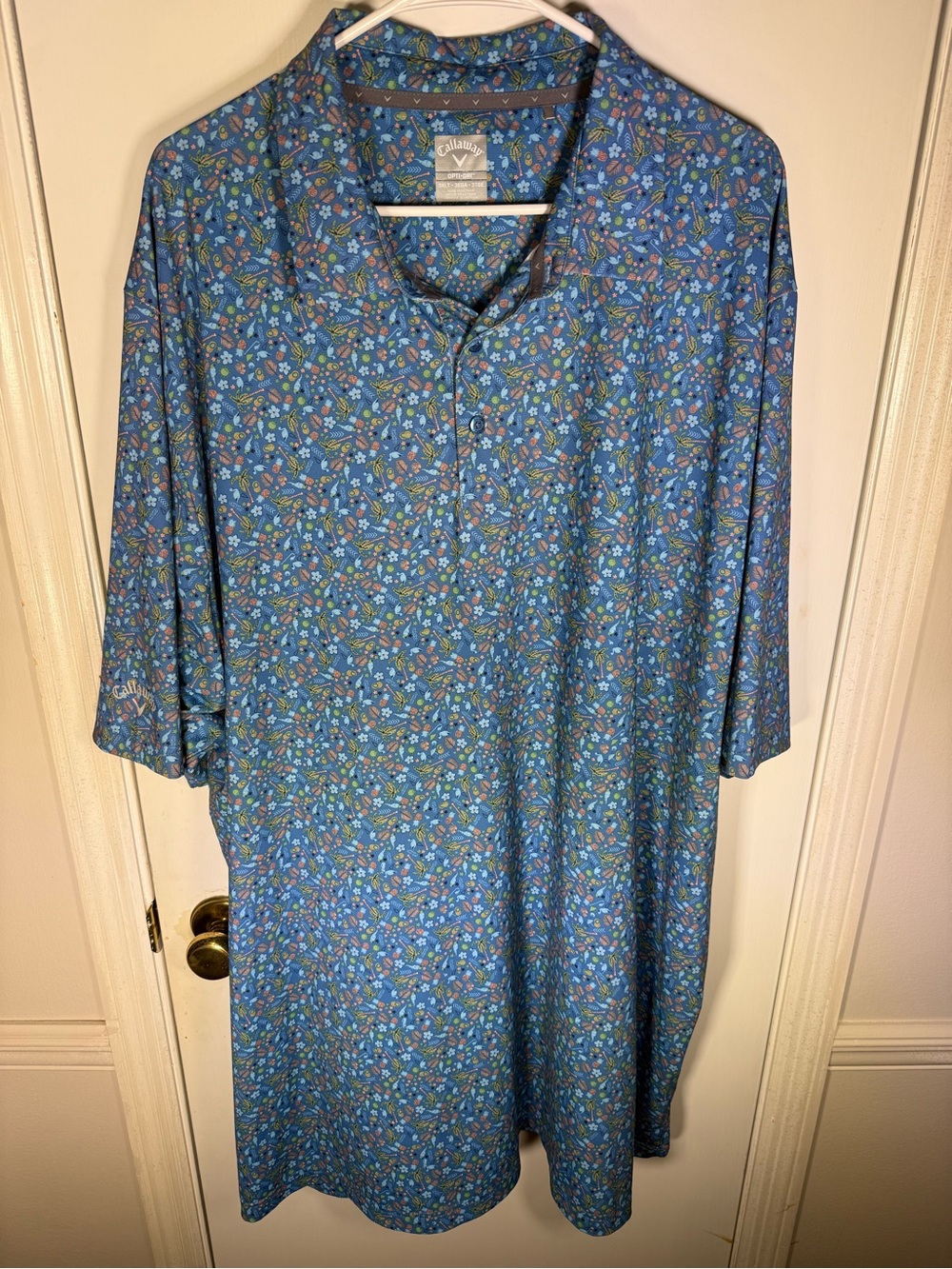 Callaway Blue Floral Short Sleeve Golf Polo